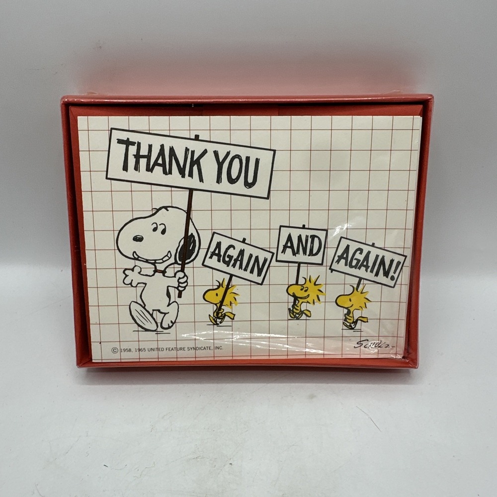 Snoopy Thank You Cards  1965 NOS Unopened Package. 10 Cards Hallmark